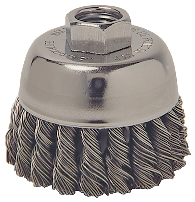 WEILER Weiler 36038 Wire Cup Brush, 3 in Dia, 5/8-11 Arbor/Shank, Steel Bristle TOOLS WEILER