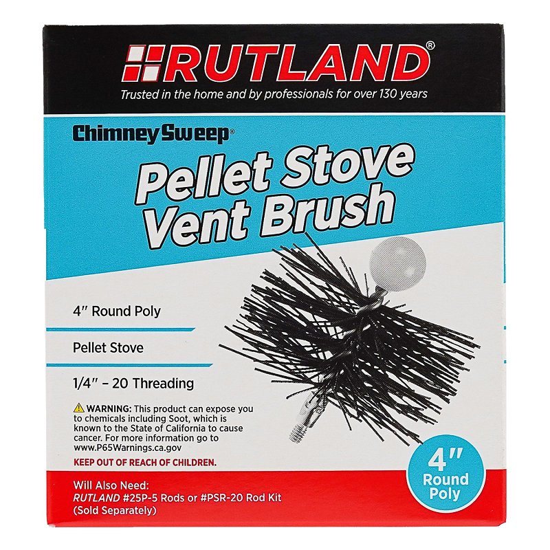 SELKIRK Rutland Chimney Sweep PS-4 Pellet Stove Vent Brush, 4 in Dia Brush, 10 in, 20 in L Brush, Poly Trim