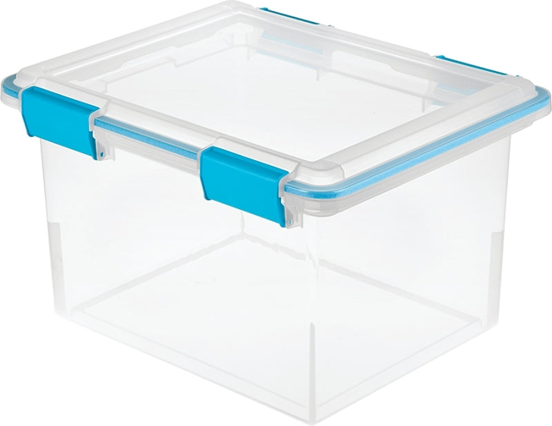 STERILITE Sterilite 19334304 Gasket Box, Plastic, Blue Aquarium/Clear, 18-1/2 in L, 14-7/8 in W, 11-1/8 in H