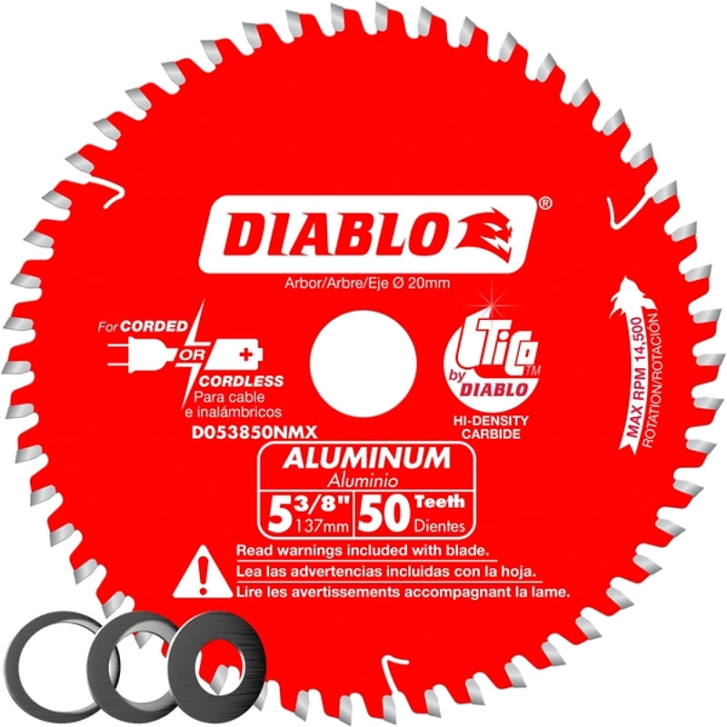 DIABLO Diablo D053850NMX Circular Saw Blade, 5-3/8 in Dia, 20 mm Arbor, 50-Teeth, Carbide Cutting Edge TOOLS DIABLO
