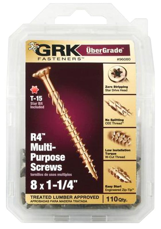 GRK FASTENERS GRK Fasteners 96080 Framing and Decking Screw, #8 Thread, 1-1/4 in L, Coarse Thread, Countersunk Head, Star Drive, Steel HARDWARE & FARM SUPPLIES GRK FASTENERS
