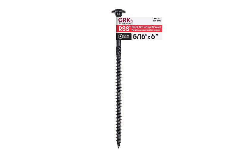 GRK FASTENERS GRK Fasteners RSS Series 95611 Structural Screw, 6 in L, Coarse Thread, Washer Head, Torx Drive, Steel, Zinc-Plated, 1