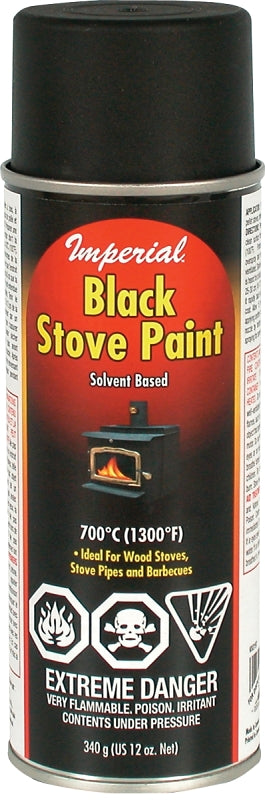 IMPERIAL Imperial KK0197 Stove Paint, Gas, Black, Ketone, 12 fl-oz Aerosol Can