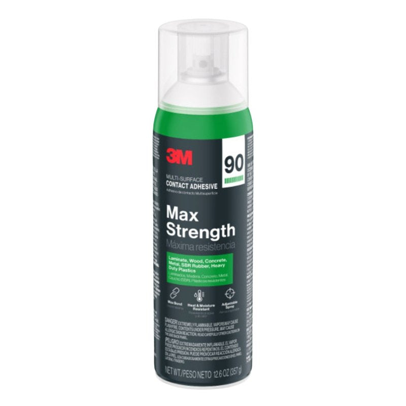 3M 3M Max Strength 90-NAT Contact Adhesive, Liquid, Mild Solvent, Clear, 12.6 oz Can