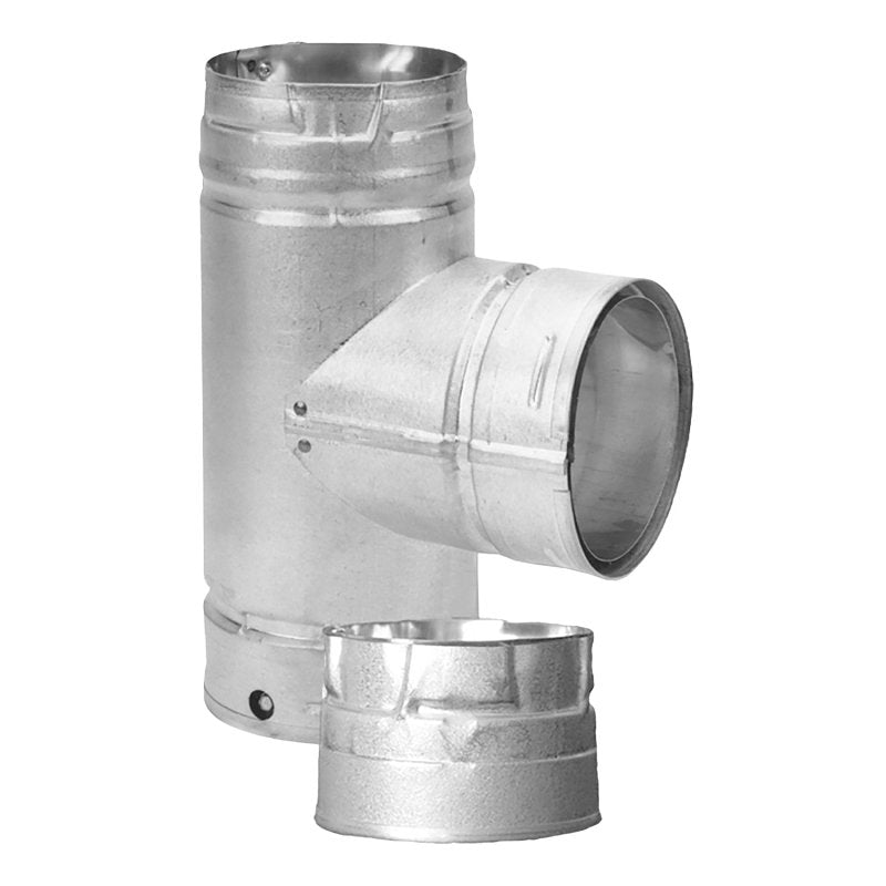 DURAVENT, INC DuraVent PelletVent Series 4PVL-T Single Tee, 4 in, 28 ga Outer Pipe, 30 ga Inner Pipe Thick Wall, Stainless Steel