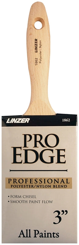 LINZER Linzer 1862-3 Paint Brush, 3 in W, 3-1/4 in L Bristle, Nylon/Polyester Bristle, Beaver Tail Handle PAINT LINZER