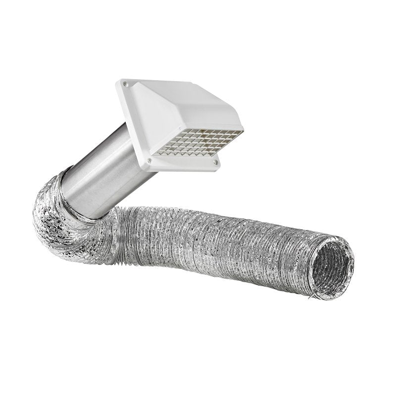 LAMBRO Lambro 1375W Wall Hood Vent Kit, Plastic, White, Includes: (1) 4 in White Plastic Exhaust Wall Hood Vent