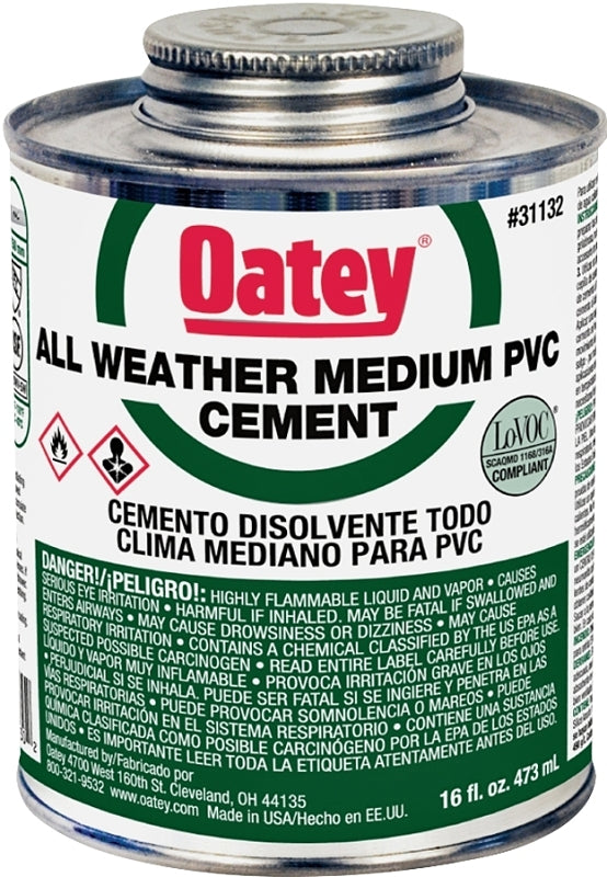 OATEY Oatey 31132 Solvent Cement, 16 oz, Can, Gray