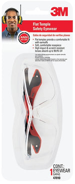 3M 3M 47010-WV6 Safety Eyewear, Anti-Scratch Lens, Polycarbonate Lens, Semi-Rimless Frame, Plastic Frame, Black/Red Frame