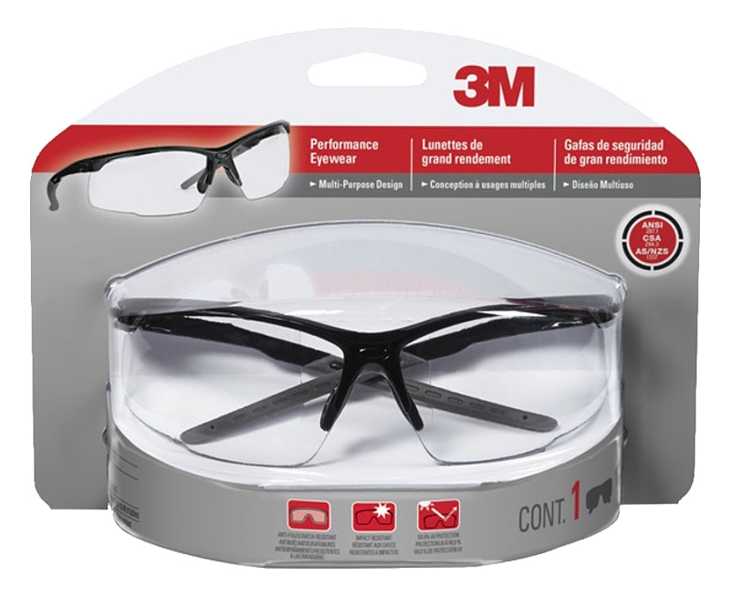 3M 3M 47070-WZ4 Multi-Purpose Safety Eyewear, Anti-Fog Lens, Plastic Frame, Black Frame
