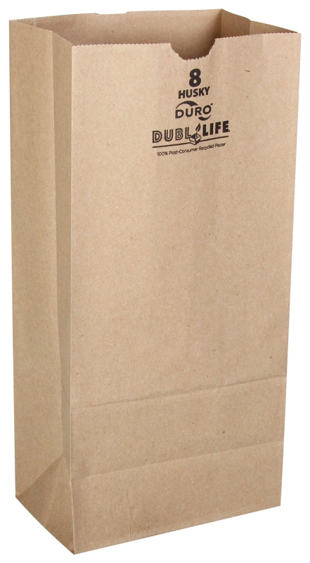 DURO BAG Duro Bag Husky Dubl Lif 70208 Grocery SOS Bag, #8, 6-1/8 in L, 4-1/8 in W, 12-7/16 in H, Recycled Paper, Kraft