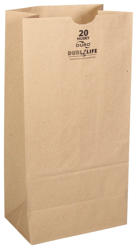 DURO BAG Duro Bag Husky Dubl Lif 70220 Grocery SOS Bag, #20, 8-1/4 in L, 5-5/16 in W, 16-1/8 in H, Recycled Paper, Kraft