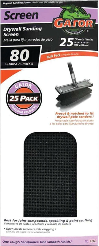 GATOR Gator 3304 Sandscreen, 11 in L, 4-3/8 in W, 80 Grit, Gator, Silicon Carbide Abrasive