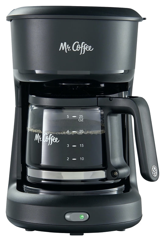SUNBEAM RIVAL Mr. Coffee 2129512 Coffee Maker, 5 Cups, 25 oz Capacity, 650 W, Plastic, Black, Switch Control