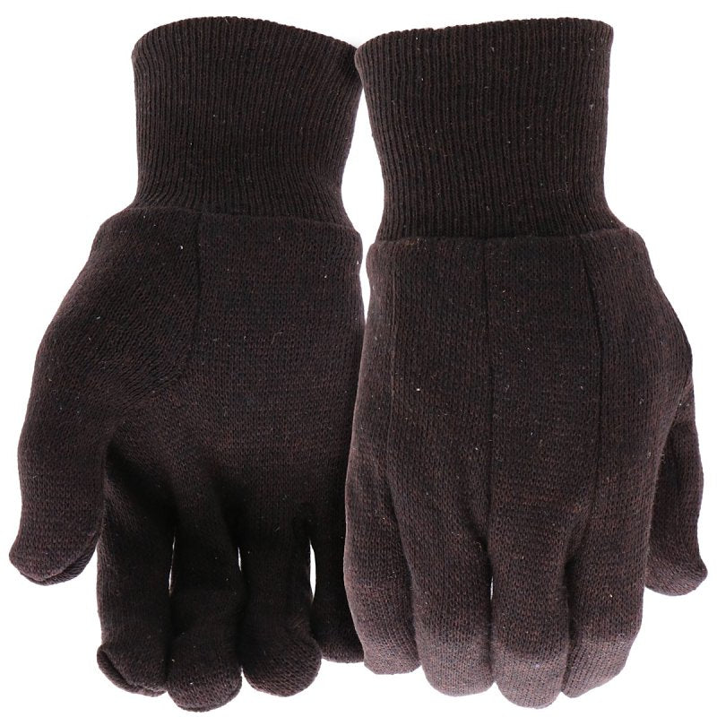 BOSS MFG Boss B62011-L12P Mediumweight Work Gloves, L, 8 to 8-3/8 in L, Straight Thumb, Slip-On Cuff, Jersey, Brown