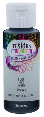 TESTORS Testors 292421A Acrylic Craft Paint, Matte, Black, 2 oz, Bottle PAINT TESTORS