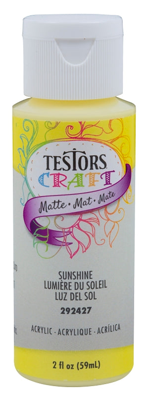 TESTORS Testors 292427A Acrylic Craft Paint, Matte, Sunshine, 2 oz, Bottle PAINT TESTORS