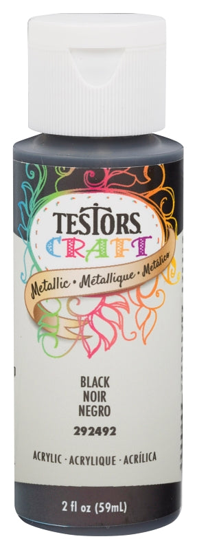 TESTORS Testors 292492 Acrylic Craft Paint, Metallic, Black, 2 oz, Bottle PAINT TESTORS