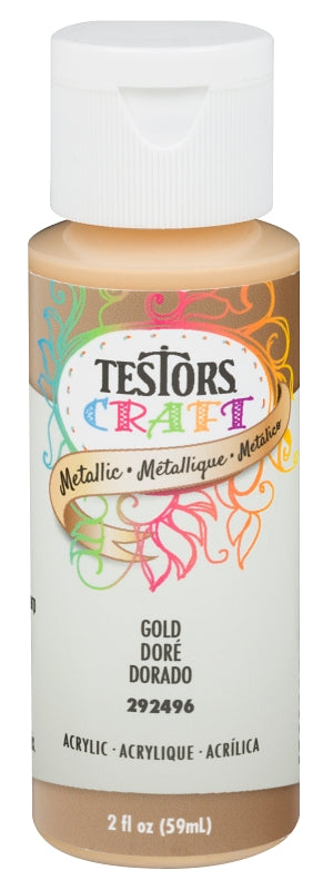 TESTORS Testors 292496A Acrylic Craft Paint, Metallic, Gold, 2 oz, Bottle PAINT TESTORS