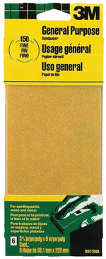 3M 3M 9015 Sandpaper Sheet, 9 in L, 3.66 in W, Fine, 150 Grit, Aluminum Oxide Abrasive, Paper Backing TOOLS 3M