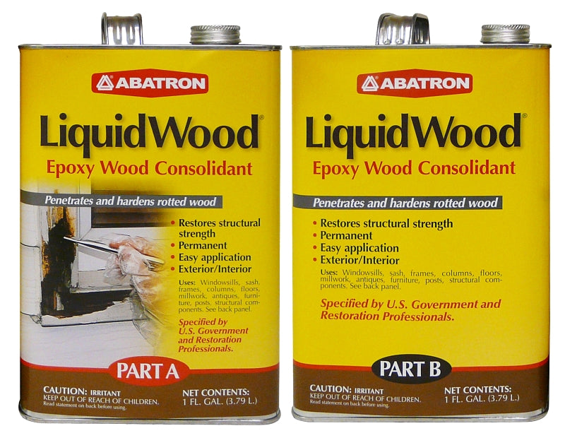 ABATRON, INC. Abatron LW2GKR Wood Filler, Liquid, Faint, Slightly Aromatic Part A, Irritating Ammonia Part B, Clear, 2 gal, Can