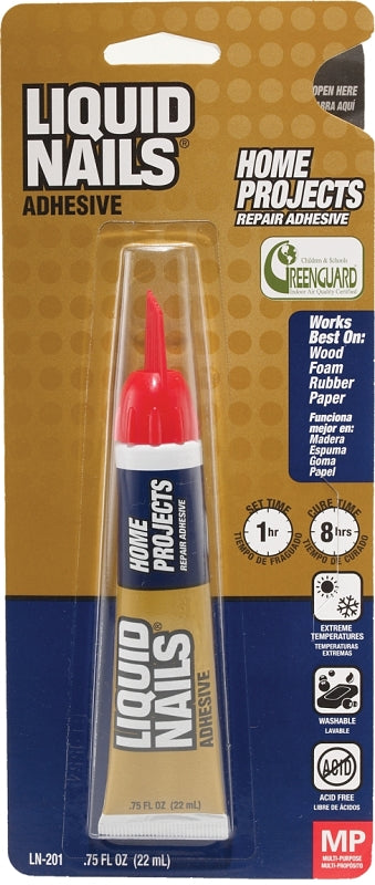 LIQUID NAILS Liquid Nails PG-00 Perfect Glue Adhesive, Clear, 0.75 oz Squeeze Tube AUTOMOTIVE LIQUID NAILS