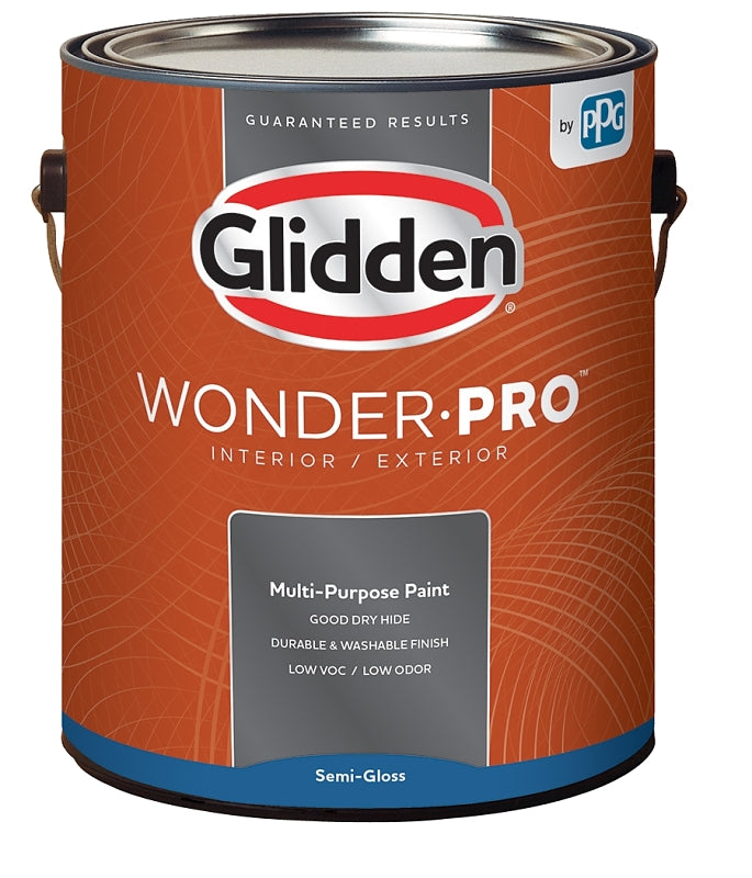 GLIDDEN Glidden Wonder-Pro GLWP32WB/01 Paint, Semi-Gloss Sheen, Pastel Base/White, 1 gal, 400 sq-ft/gal Coverage Area AUTOMOTIVE GLIDDEN