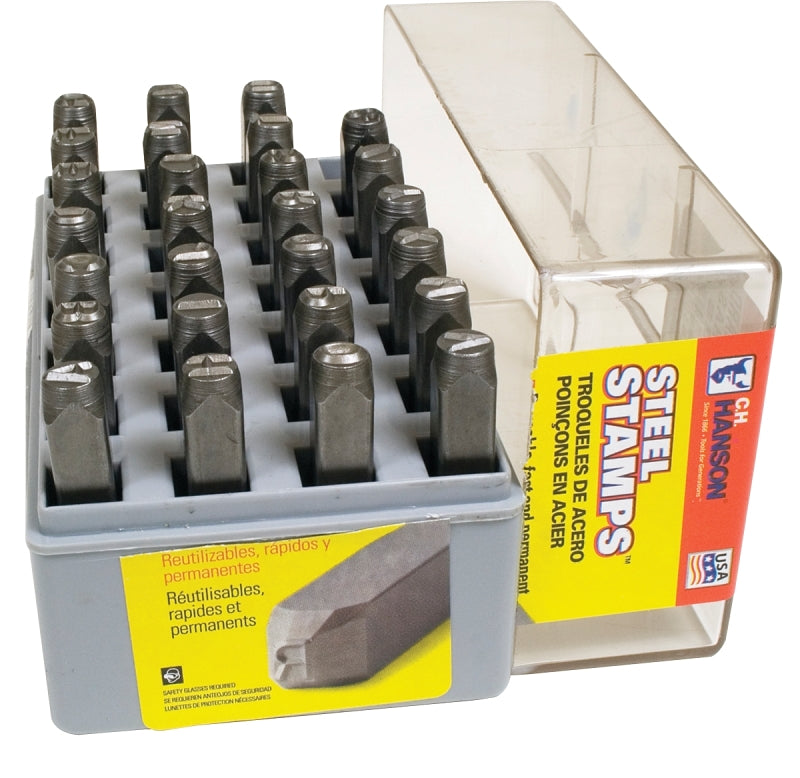 CH HANSON CH Hanson 20300 Letter Stamp Set, 27-Piece, Steel, Specifications: 1/4 in Character, 3/8 x 2-5/8 Shank
