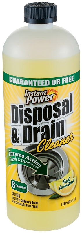 INSTANT POWER Instant Power 1501 Disposal and Drain Cleaner, 1 L, Liquid, Lemon Scent, Clear Yellow CLEANING & JANITORIAL SUPPLIES INSTANT POWER