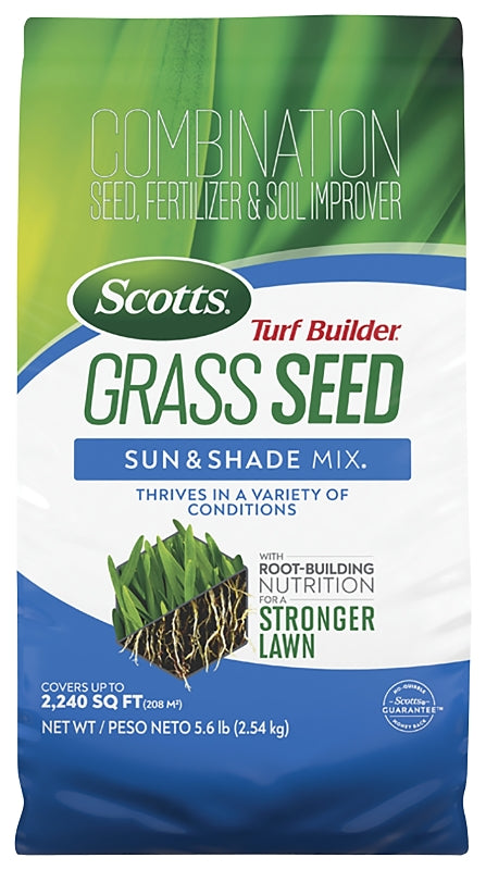 SCOTTS Scotts Turf Builder 18055 Grass Seed Sun and Shade Mix, 5.6 lb Bag