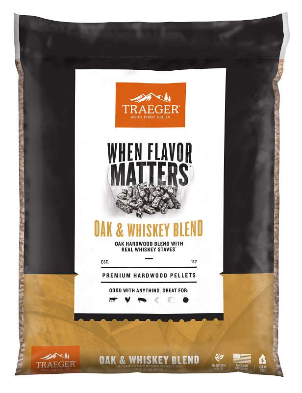 TRAEGER Traeger PEL418 Wood Pellet, Oak Hardwood/Whiskey Staves, 20 lb Bag