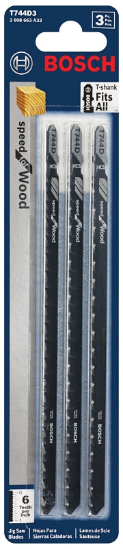BOSCH Bosch T744D3 Jig Saw Blade, 0.35 in W, 6 in L, 6 TPI TOOLS BOSCH