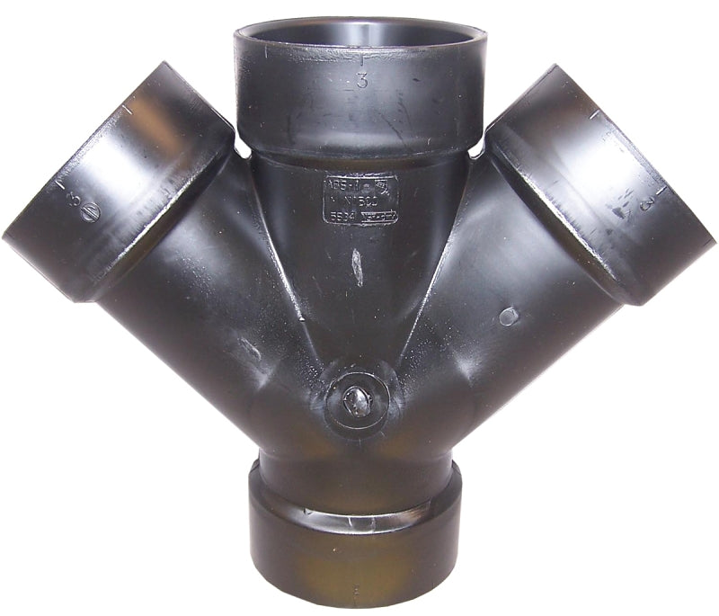 IPEX USA LLC-CANPLAS Canplas 102353BC Double Pipe Wye, 3 in, Hub, ABS, Black
