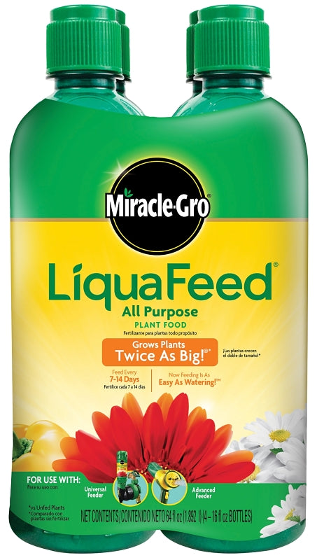 MIRACLE-GRO Miracle-Gro LiquaFeed 1004325 All-Purpose Plant Food, 16 oz Bottle, Liquid, 12-4-8 N-P-K Ratio