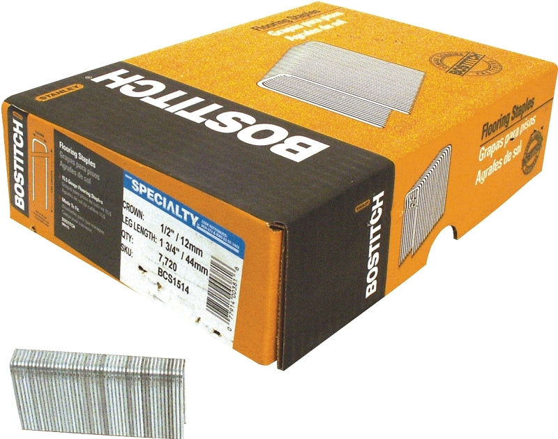 STANLEY-BOSTITCH Bostitch BCS1514 Flooring Staple, 1/2 in W Crown, 1-3/4 in L Leg, 15-1/2 Gauge, Steel HARDWARE & FARM SUPPLIES STANLEY-BOSTITCH