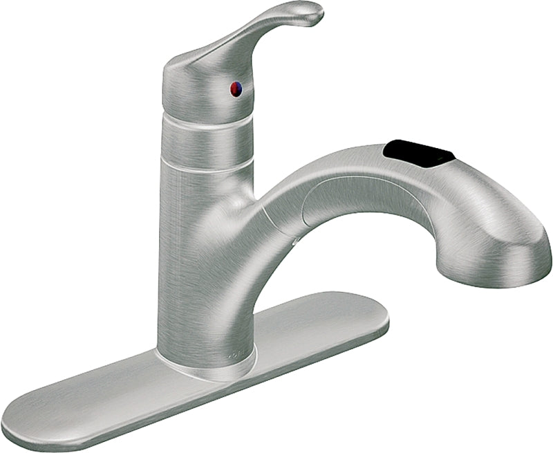 MOEN Moen Renzo Glacier CA87316SRS Kitchen Faucet, 1.5 gpm, 1-Handle, Stainless Steel, Stainless Steel, Deck, Lever Handle PLUMBING, HEATING & VENTILATION MOEN