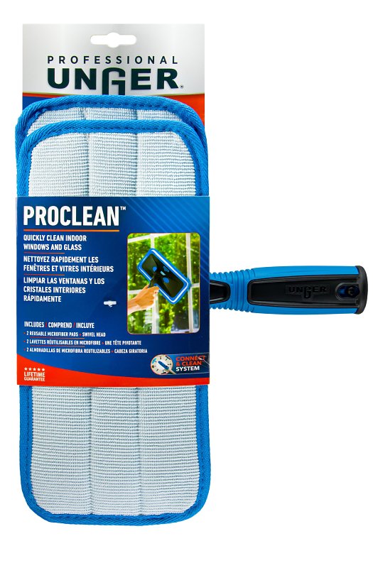 UNGER INDUSTRIAL Unger Professional ProClean Series 980300 Indoor Window Cleaner, Plastic Head, 5 in L, Blue CLEANING & JANITORIAL SUPPLIES UNGER INDUSTRIAL