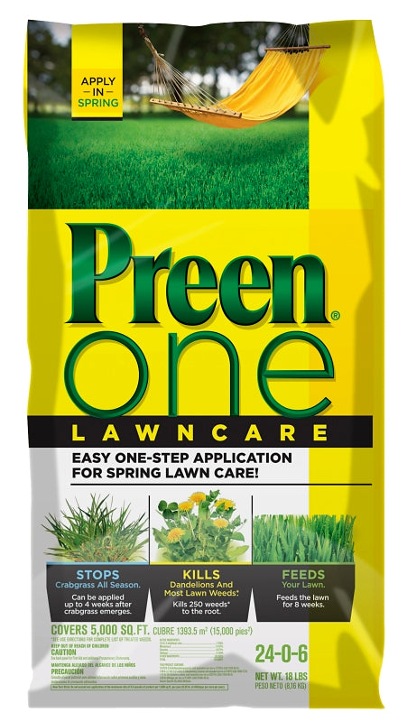 PREEN Preen 21-64157 Lawncare, 18 lb, Granular, 24-0-6 N-P-K Ratio LAWN & GARDEN PREEN