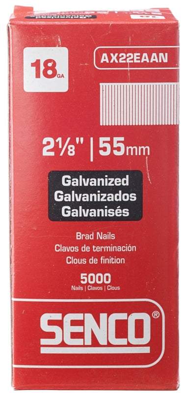 SENCO Senco AX22EAAN Nail, 2-1/8 in L, 18, Steel, Electro-Galvanized, Brad, Medium Head, Smooth Shank