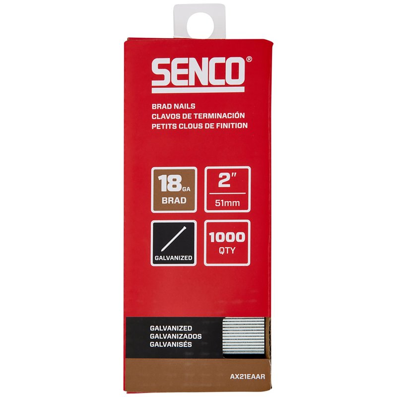 SENCO Senco AX21EAAR Brad Nail Strip, 2 in L, 18 ga, Galvanized/Plain, Medium Head