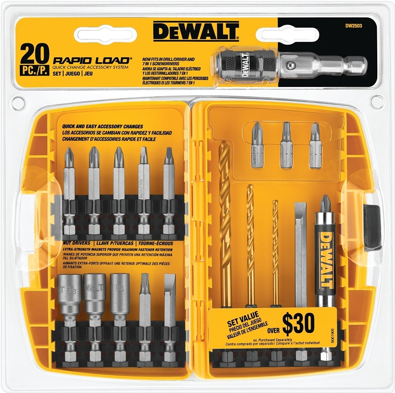 DEWALT DEWALT DW2503 Drill Bit Set, Quick-Change, 20-Piece, Steel TOOLS DEWALT