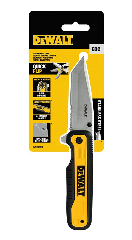 DEWALT DEWALT DWHT10994 Pocket Knife, 3.3 in L Blade, 1 in W Blade, Stainless Steel Blade, Ergonomic Handle