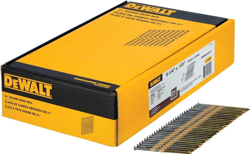DEWALT DEWALT DWRHS12D131 Series Framing Nail, Plastic Strip Collation, 3-1/4 in L, 9 Gauge, Steel, Bright, 0.13 in Diameter HARDWARE & FARM SUPPLIES DEWALT