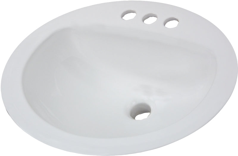 AMERICAN STANDARD American Standard AQUALYN Series 0476.028.020 Countertop Sink, Oval Basin, 3-Deck Hole, 20-3/8 in OAW, 17-3/8 in OAH