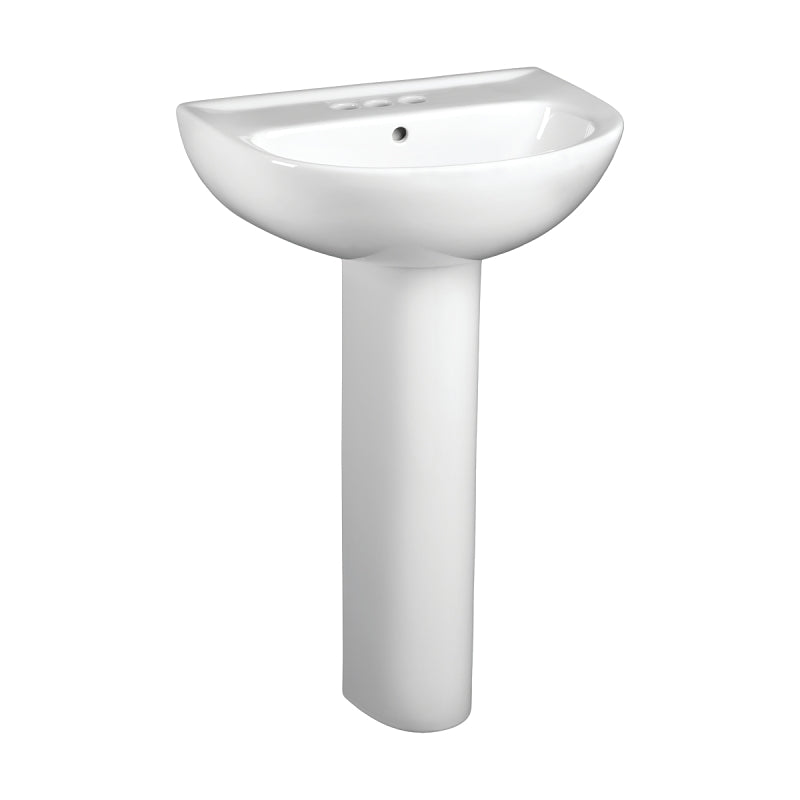 AMERICAN STANDARD American Standard Evolution 0467004.020 Pedestal Sink Top, 3-Deck Hole, 22 in OAW, 18 in OAH, 34-1/2 in OAD, White PLUMBING, HEATING & VENTILATION AMERICAN STANDARD