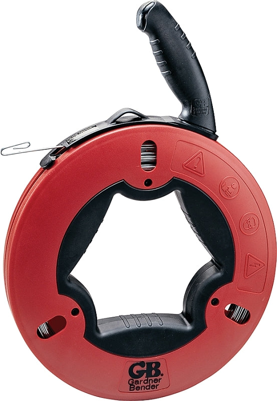 GB Gardner Bender UpperHand Series FTS-125R Fish Tape, 1/8 in Tape, 125 ft L Tape, Carbon Steel Tape, Red Case ELECTRICAL GB