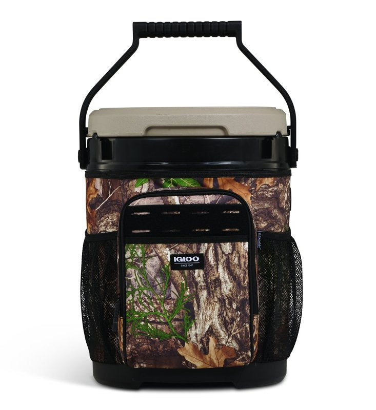 IGLOO Igloo 00063550 Cooler Bucket, 14.96 in W, 14.96 in D, 17.32 in H, 20 qt, Polyester, Realtree Edge Body
