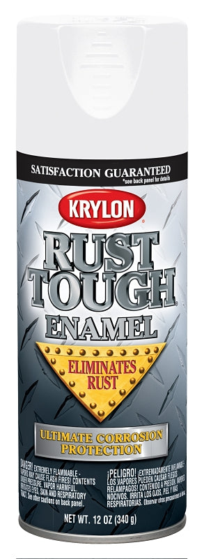 KRYLON Krylon Rust Tough K09200007 Rust-Preventative Spray Paint, Gloss, White, 12 oz, Can