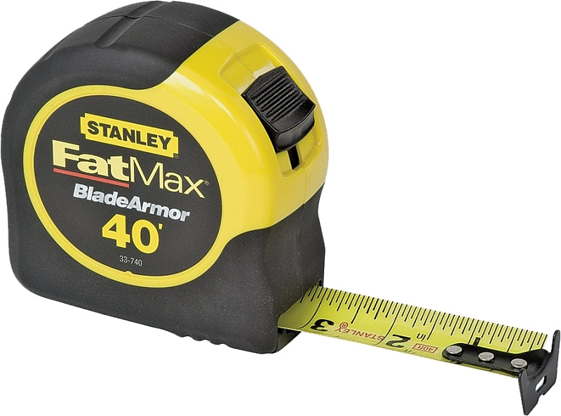 STANLEY TOOLS STANLEY 33-740L Tape Measure, 40 ft L Blade, 1-1/4 in W Blade, Steel Blade, ABS Case, Black/Yellow Case ELECTRICAL STANLEY TOOLS