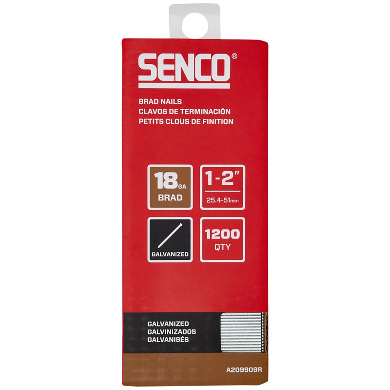 SENCO Senco A209909R Brad Nail Strip Assortment, 1, 1-1/4, 1-1/2, 1-5/8, 1-3/4, 2 in L, 18 ga, Galvanized/Plain, Medium Head